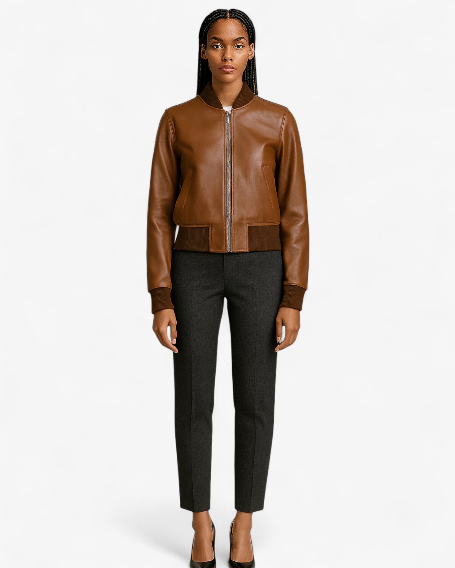 Klassische Leder-Bomberjacke