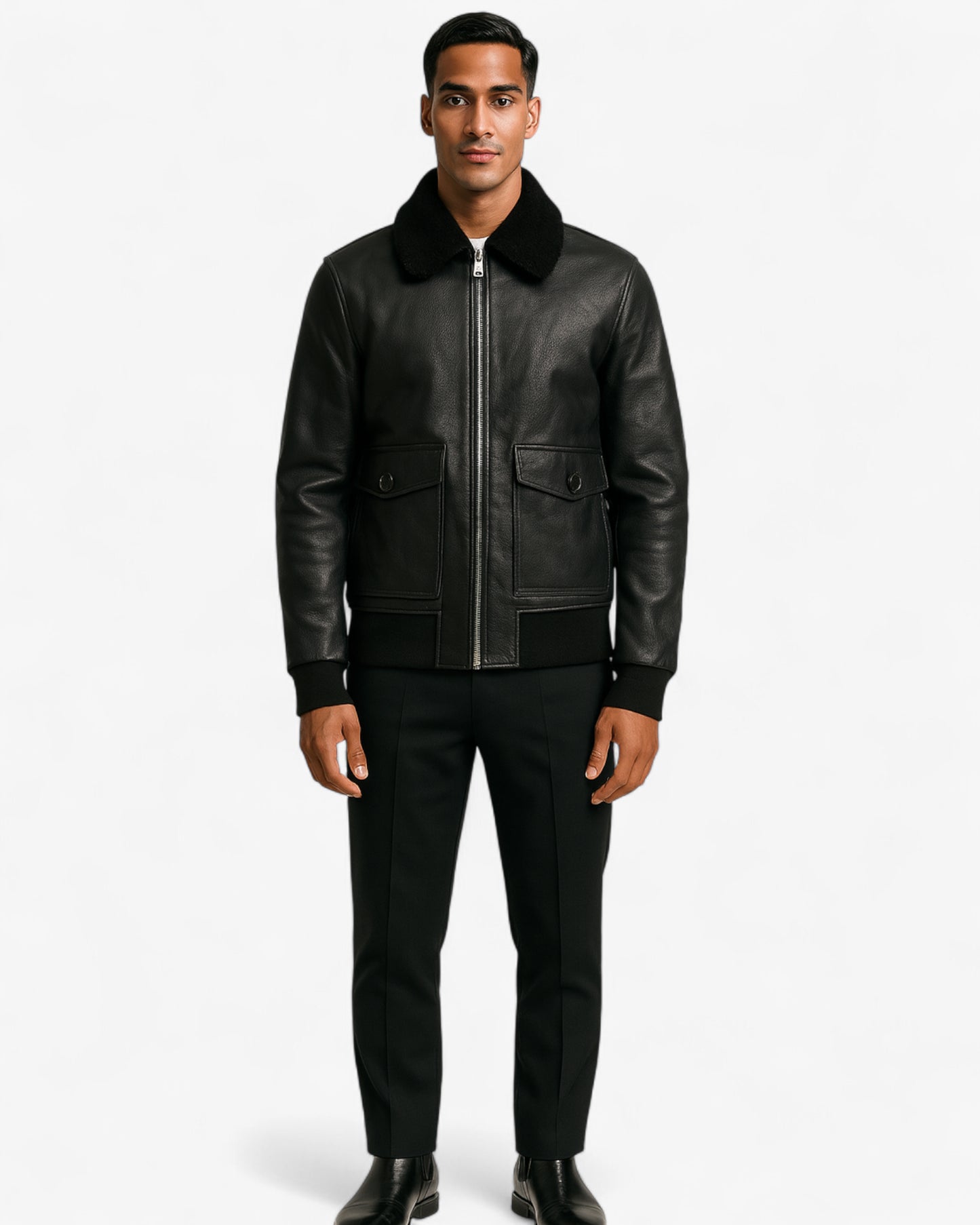 Blouson aviateur en cuir cuir