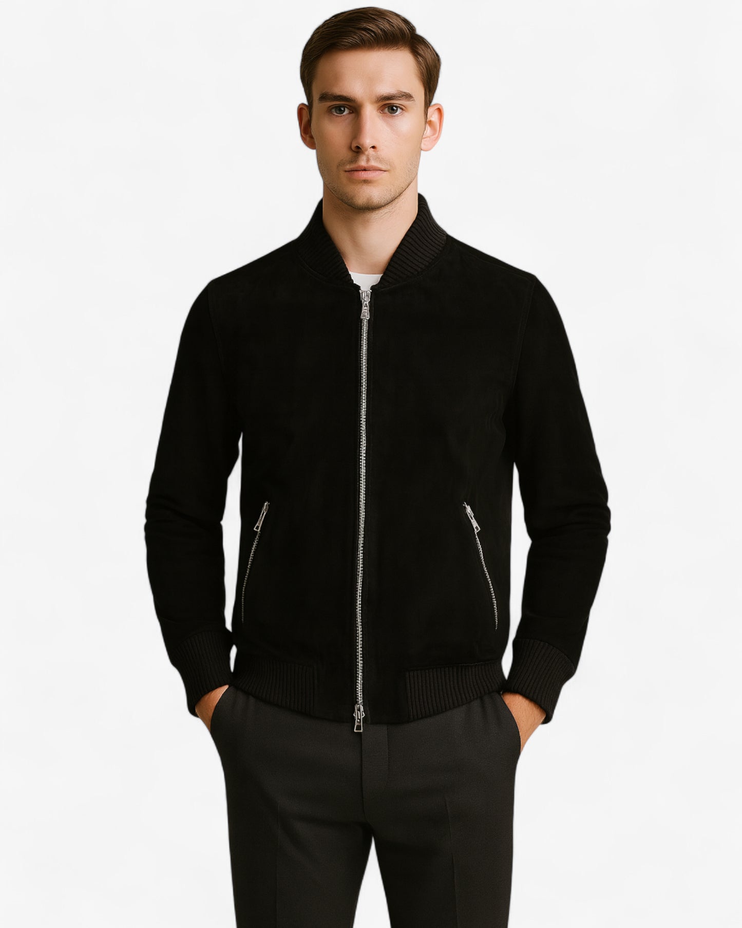 Klassische Wildleder-Bomberjacke