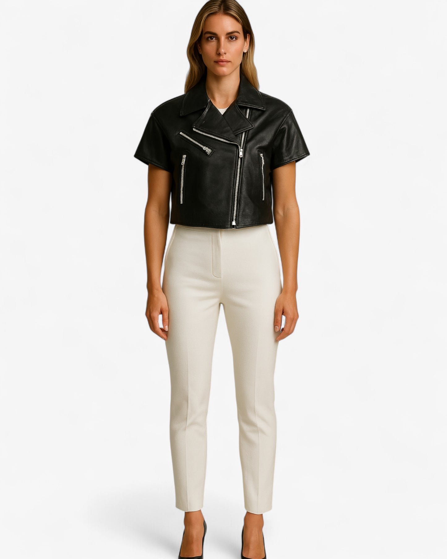 Edge Croppad Bikerläderjacka