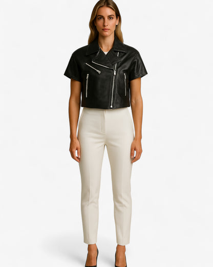 Edge Croppad Bikerläderjacka