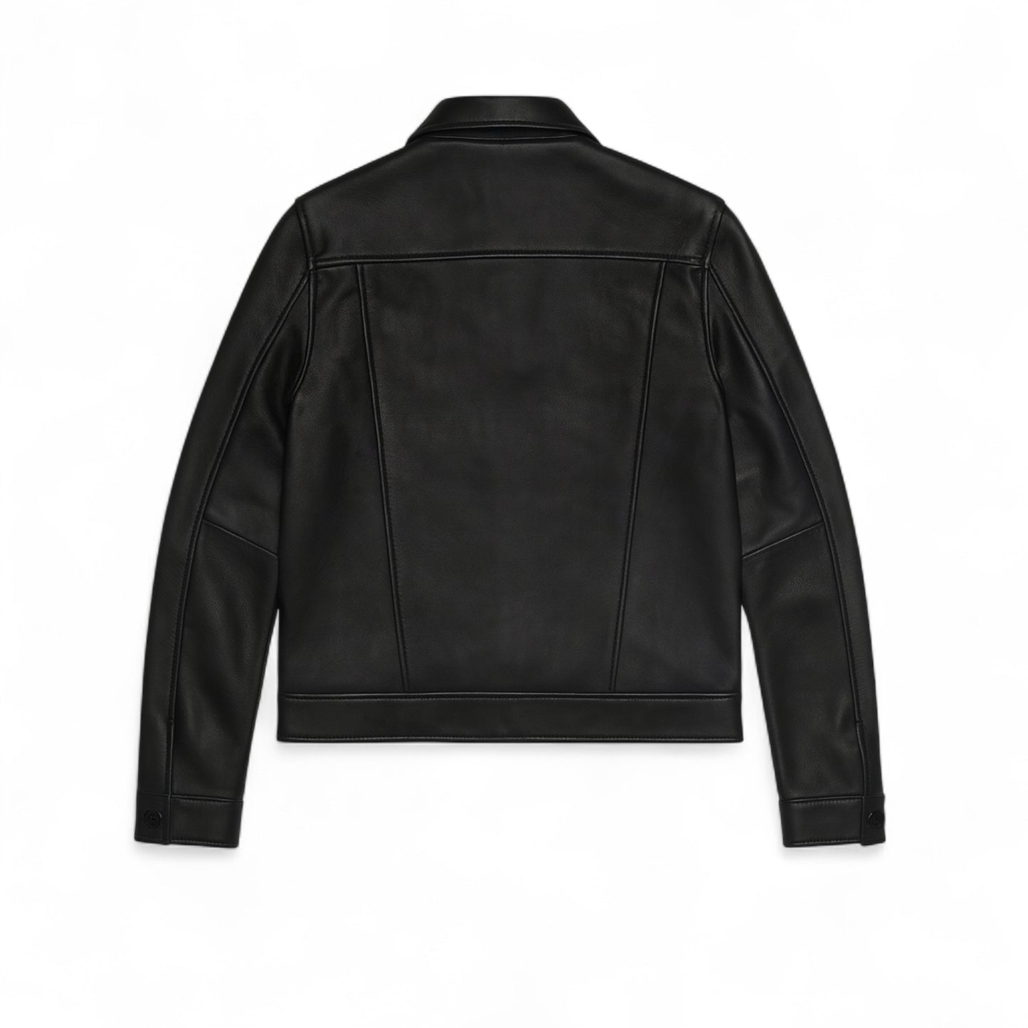 Chaqueta clásica de cuero con botones