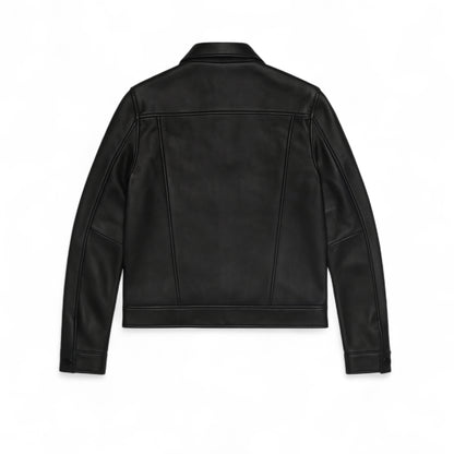 Chaqueta clásica de cuero con botones