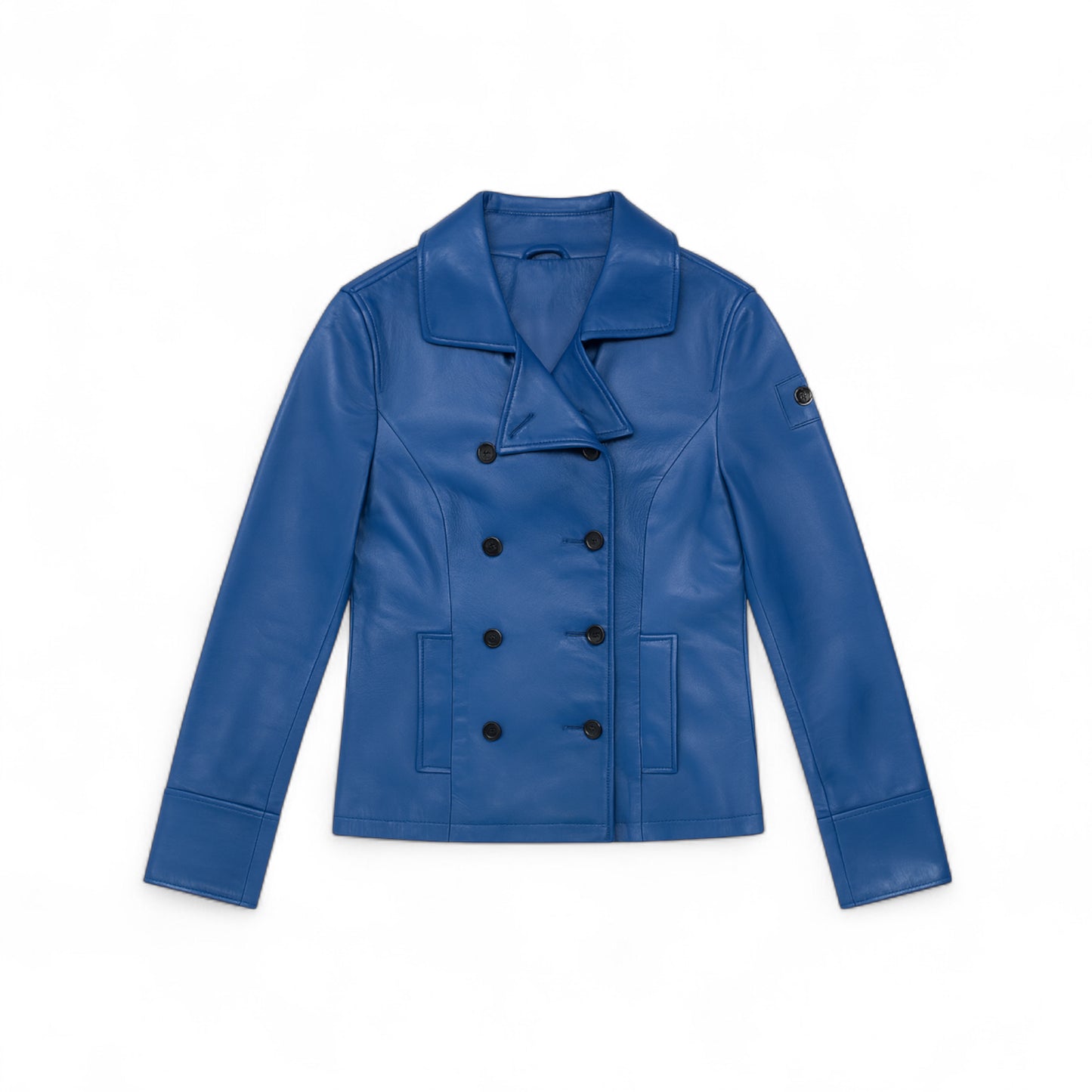 Veste en cuir caban azur