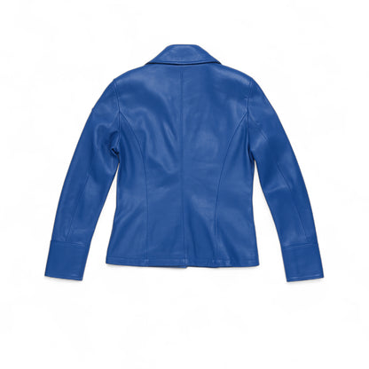 Veste en cuir caban azur