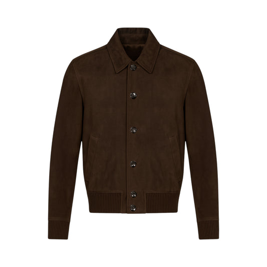 Klasyczna zamszowa bomberka na guziki